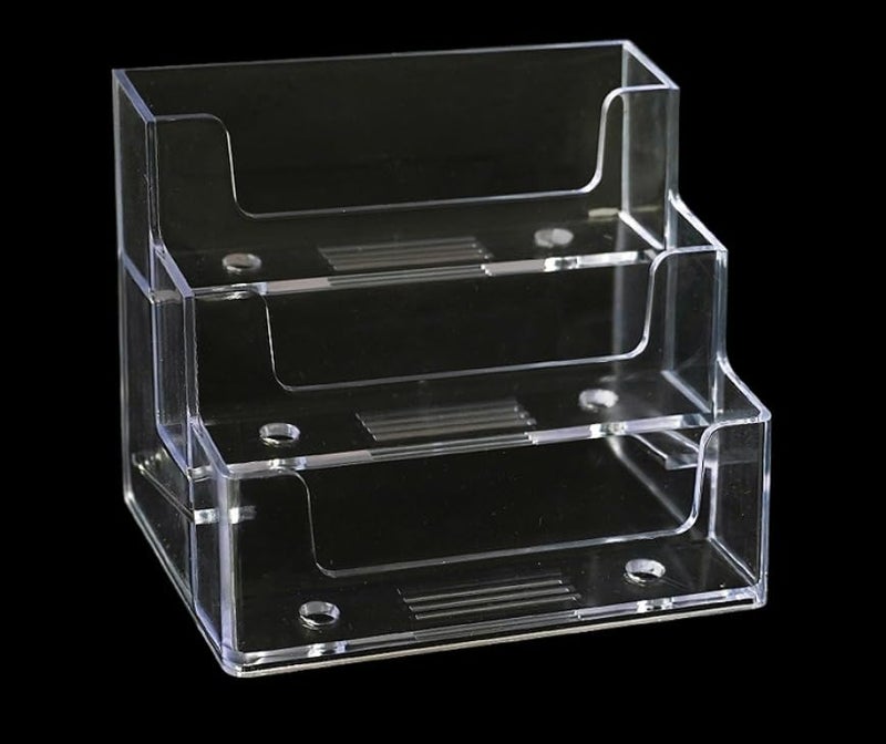 DNHCLL 1 Pack Clear Business Card Holder 3 Tiers Plastic Card Stand Organizer Card Holder Display for Home Office, Desktop, and Counter, 180 Cards Capacity - Image 1